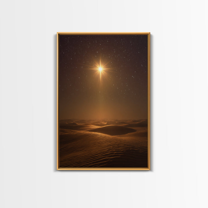 Radiant Night Star – Framed Canvas Print – Christian Wall Art – Christmas Art Prints – Christian Art Gift – Modern Christian Art