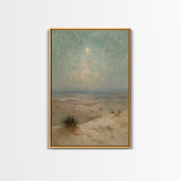 Silent Holy Star – Framed Canvas Print – Christian Art Painting – Christmas Wall Art – Christian Art Gift – Subtle Christian Art