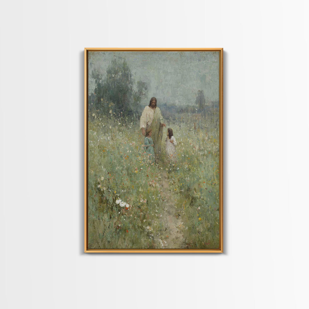 Fields Of Grace , Framed Canvas Print, Christian Art Canvas, Christian Wall Art, Jesus Painting, Christian Gift Ideas, Christian Christmas