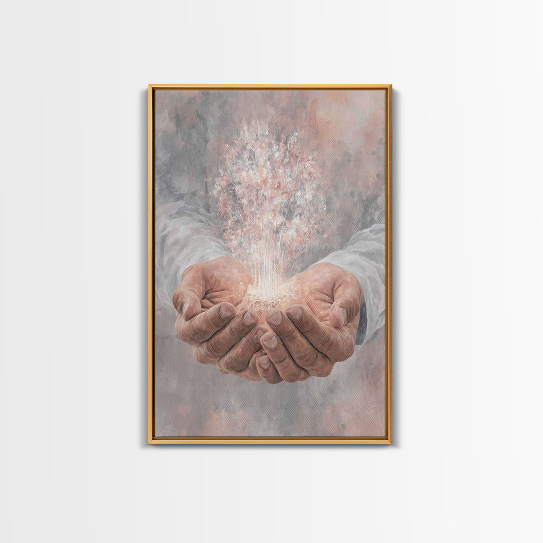 Hands Of Renewal , Framed Canvas Print, Christian Art Canvas, Christian Wall Art, Modern Christian Art, Jesus Painting, Christian Gift