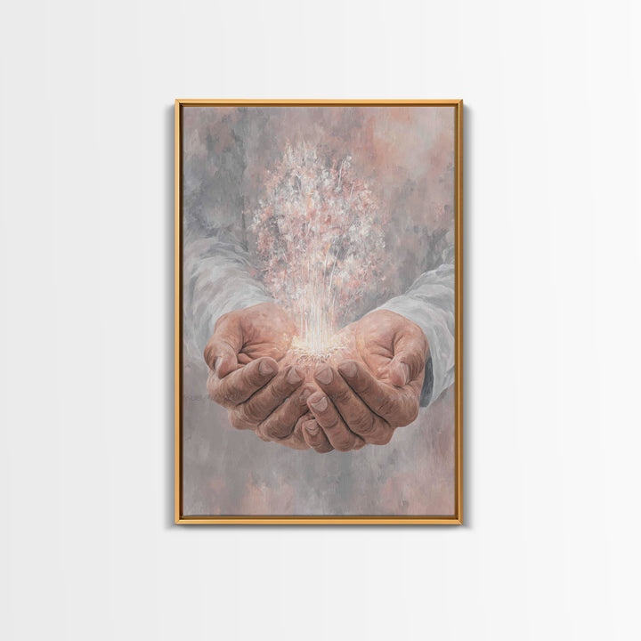 Hands Of Renewal , Framed Canvas Print, Christian Art Canvas, Christian Wall Art, Modern Christian Art, Jesus Painting, Christian Gift