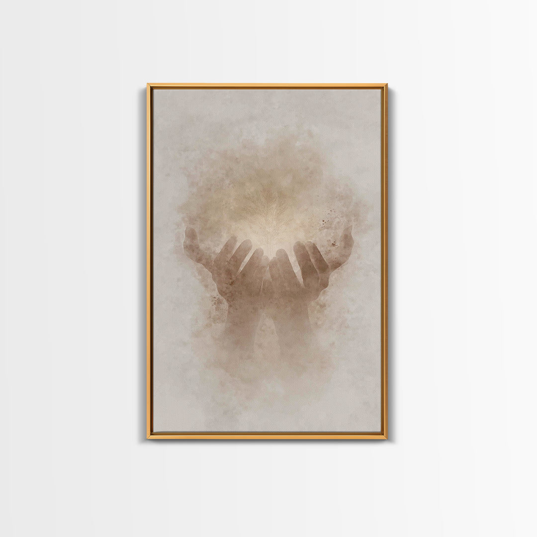 Grace In Hands – Framed Canvas Print – Christian Wall Art – Christian Art Canvas – Minimalist Christian Art – Christian Gift – Subtle Chris