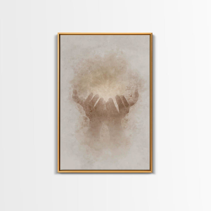 Grace In Hands – Framed Canvas Print – Christian Wall Art – Christian Art Canvas – Minimalist Christian Art – Christian Gift – Subtle Chris