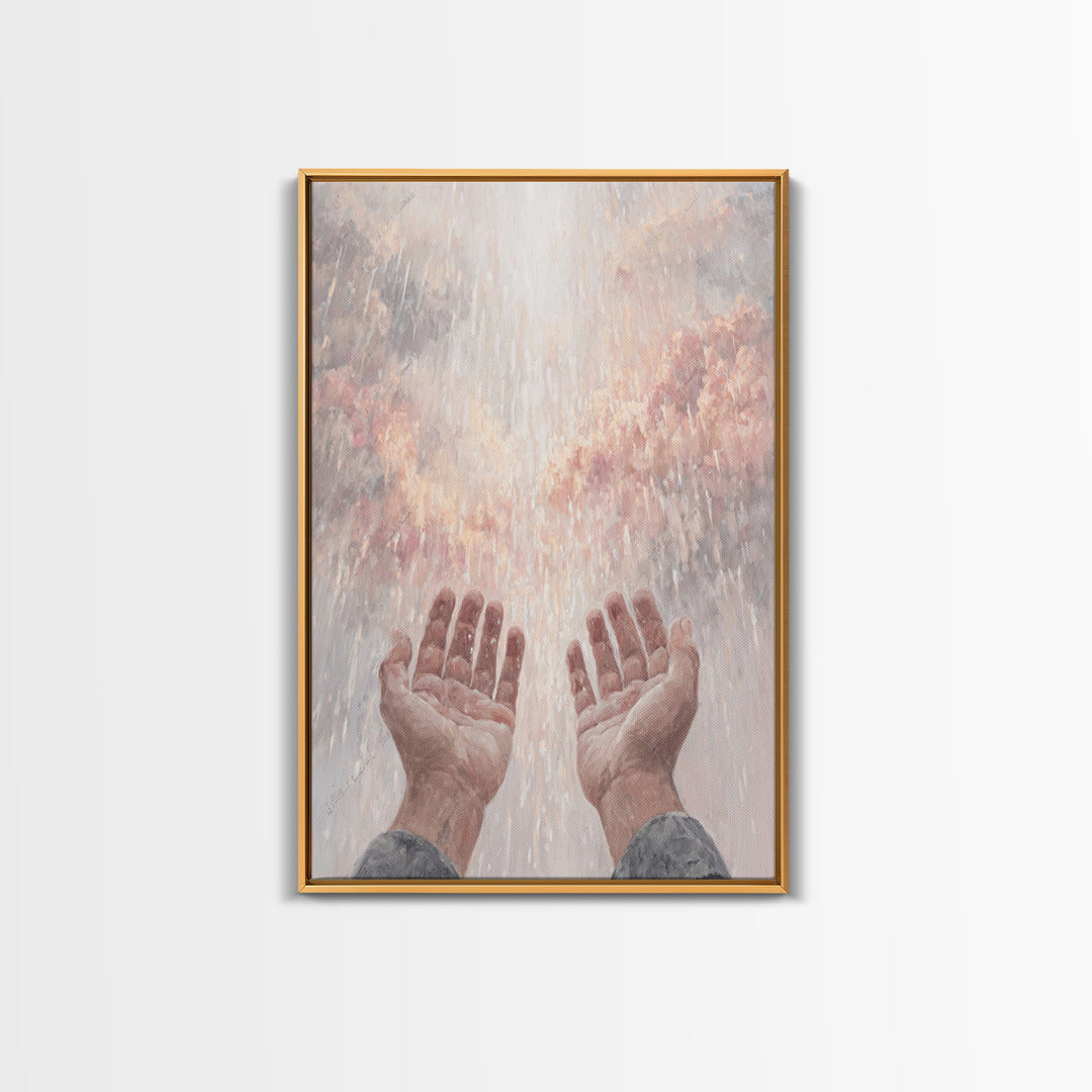 Heaven’s Rain , Framed Canvas Print, Christian Wall Art, Christian Art Canvas, Christian Painting, Christian Gift, Large Christian Art