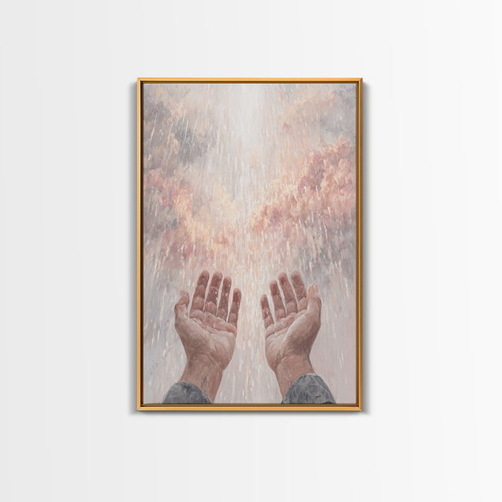 Heaven’s Rain , Framed Canvas Print, Christian Wall Art, Christian Art Canvas, Christian Painting, Christian Gift, Large Christian Art