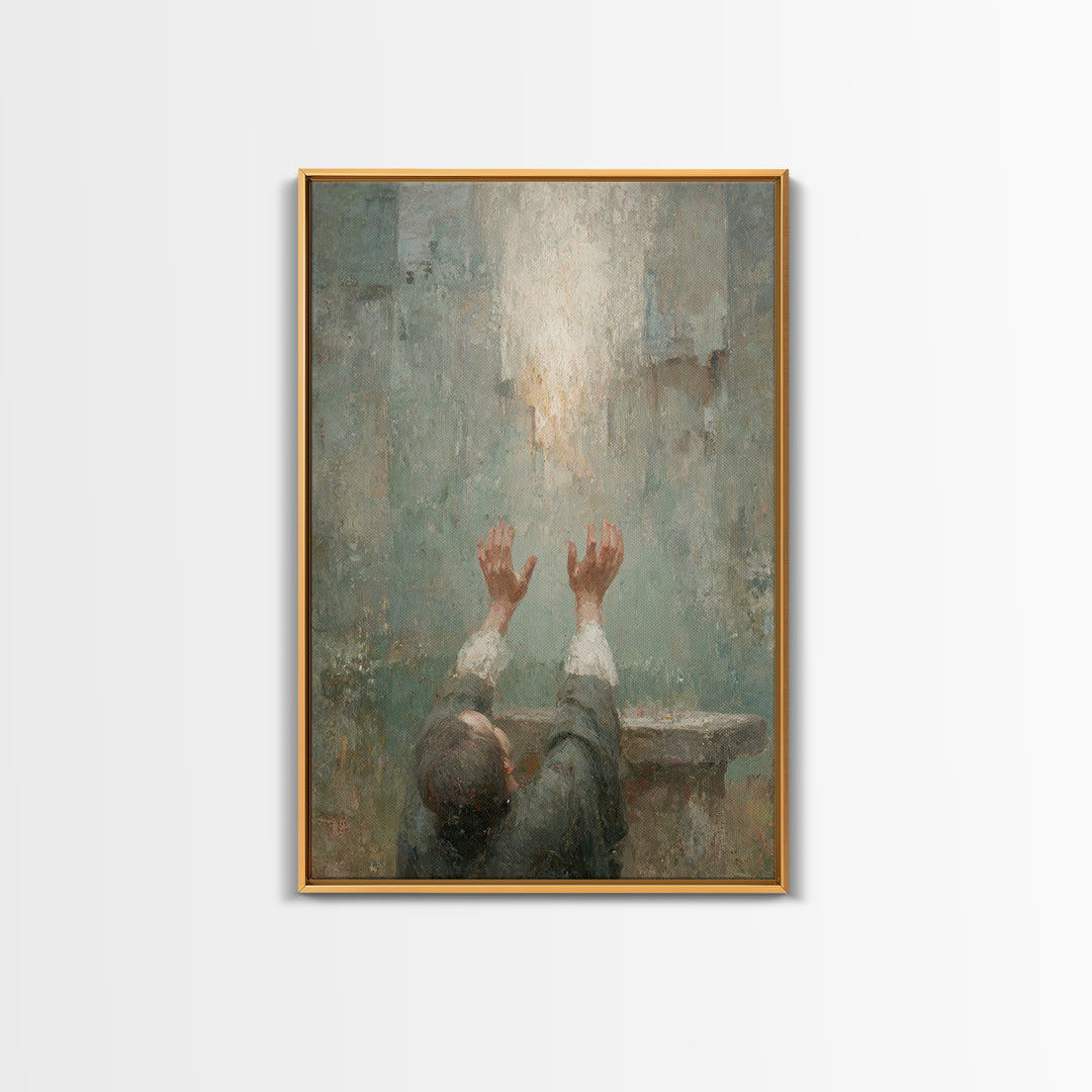 Reaching Light , Framed Canvas Print, Christian Art Canvas, Christian Wall Art, Christian Art, Abstract Christian Art, Christian Gift