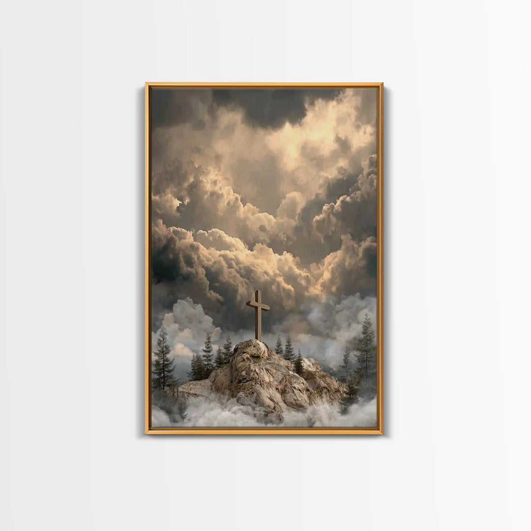 Light Over Zion – Framed Canvas Print – Christian Wall Art – Christian Art Work – Subtle Christian Paintings – Moody Christmas Art – Christ