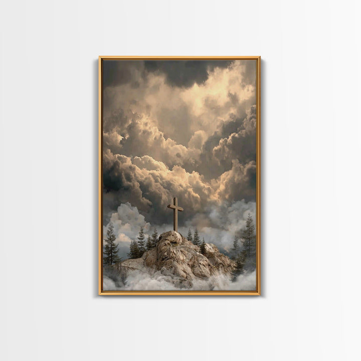 Light Over Zion – Framed Canvas Print – Christian Wall Art – Christian Art Work – Subtle Christian Paintings – Moody Christmas Art – Christ