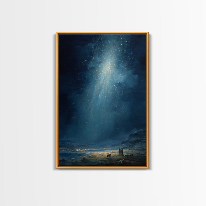 Night Of Promise | Framed Canvas Print | Christian Wall Art | Christian Christmas Art | Christmas Wall Art | Christian Art Canvas | Moody C
