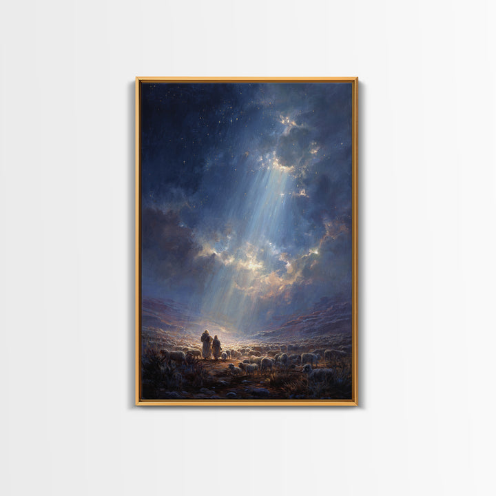 Heaven’s Radiance – Framed Canvas Print – Christian Wall Art – Christian Christmas Art – Large Christian Painting – Christmas Art Prints –
