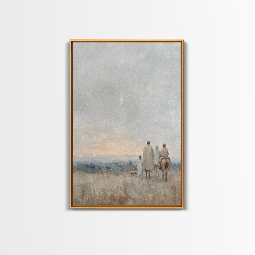 Following The Star, Framed Canvas Print, Christian Wall Art, Christmas Art, Christian Art Canvas, Framed Christmas Art, Christian Christmas