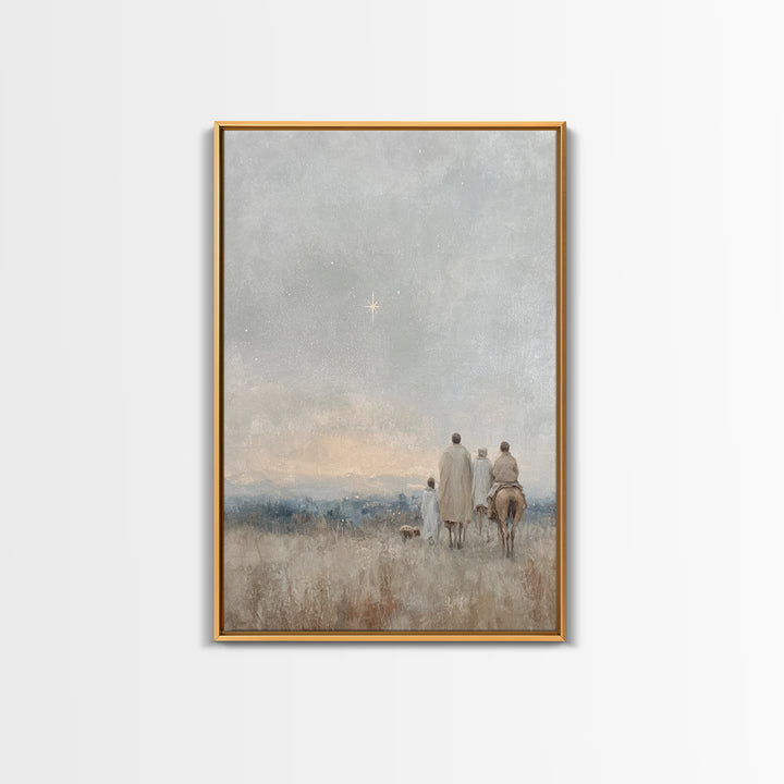 Following The Star, Framed Canvas Print, Christian Wall Art, Christmas Art, Christian Art Canvas, Framed Christmas Art, Christian Christmas