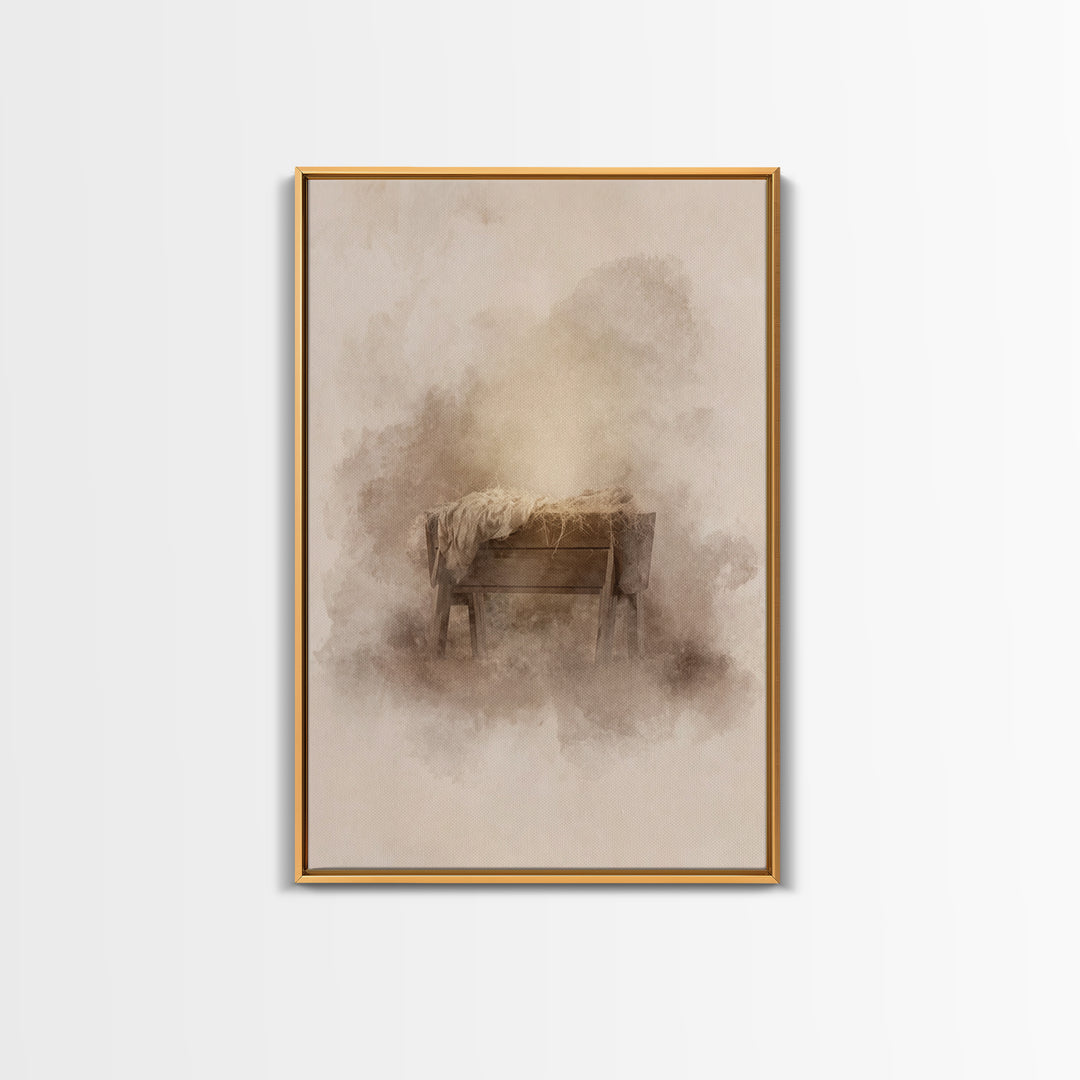 Silent Manger – Framed Canvas Print – Christian Wall Art – Christian Art Canvas – Christmas Art – Subtle Christian Art – Christian Decorati