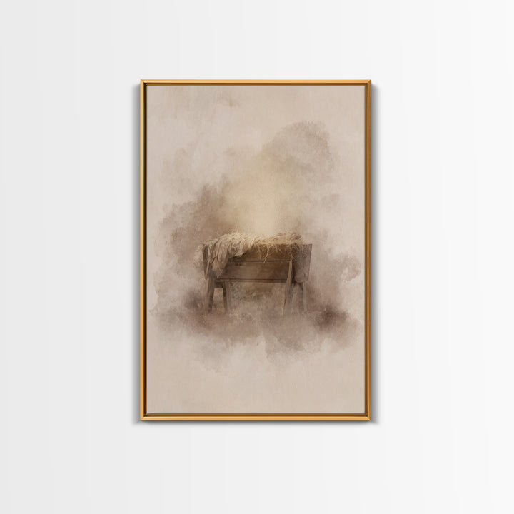 Silent Manger – Framed Canvas Print – Christian Wall Art – Christian Art Canvas – Christmas Art – Subtle Christian Art – Christian Decorati