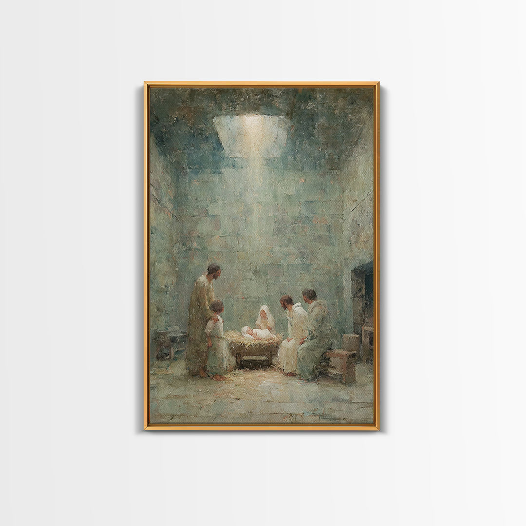 Blessed Nativity, Framed Canvas Print, Christian Wall Art, Christian Christmas Art, Christmas Wall Art, Christian Art Print, Christian Chri