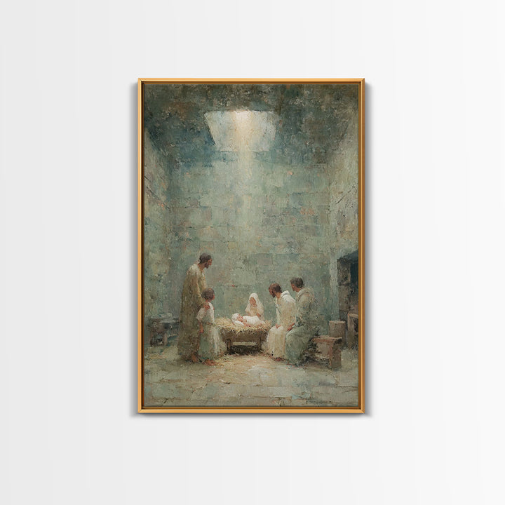 Blessed Nativity, Framed Canvas Print, Christian Wall Art, Christian Christmas Art, Christmas Wall Art, Christian Art Print, Christian Chri