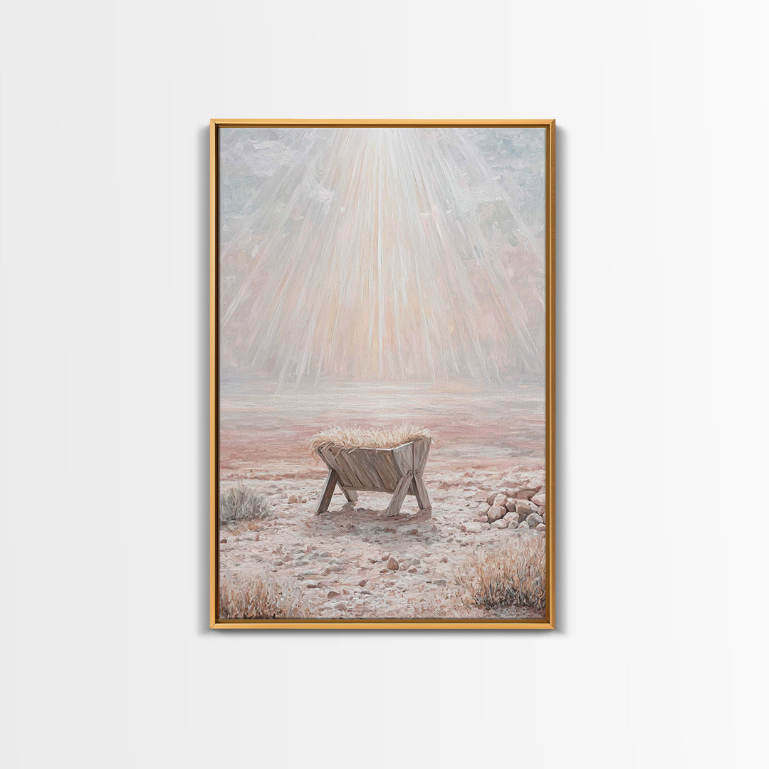 Glory In The Manger | Framed Canvas Print | Christian Wall Art | Christian Art Canvas | Christmas Art | Modern Christian Art | Christian De