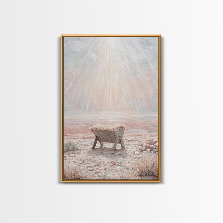 Glory In The Manger | Framed Canvas Print | Christian Wall Art | Christian Art Canvas | Christmas Art | Modern Christian Art | Christian De