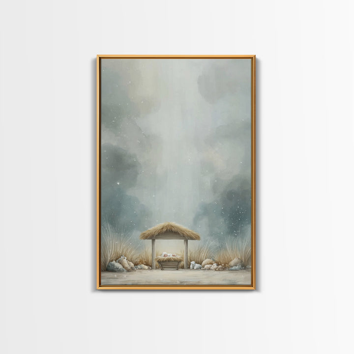 Heavenly Manger Light – Framed Canvas Print – Christian Wall Art – Christian Art Canvas – Christmas Art – Christian Decor – Jesus Art