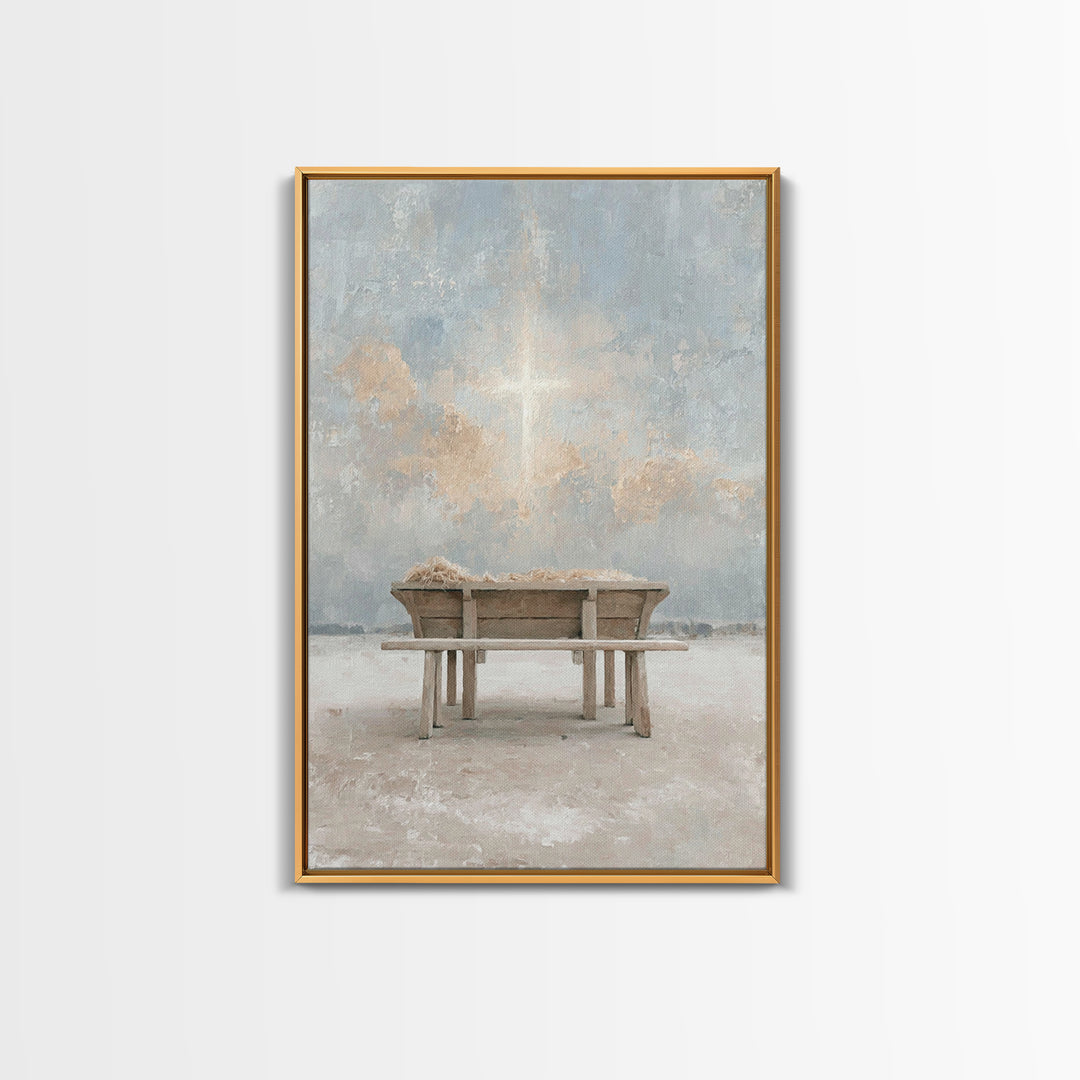 Divine Dawn Promise – Framed Canvas Print – Christmas Art – Christian Wall Art – Jesus Art – Christian Decor – Christian Art Canvas