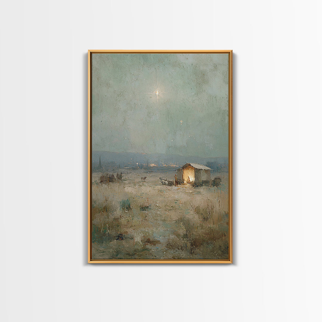 Holy Night Refuge – Framed Canvas Print – Christian Decor – Christian Art Canvas – Christian Wall Art – Jesus Art – Christmas Art