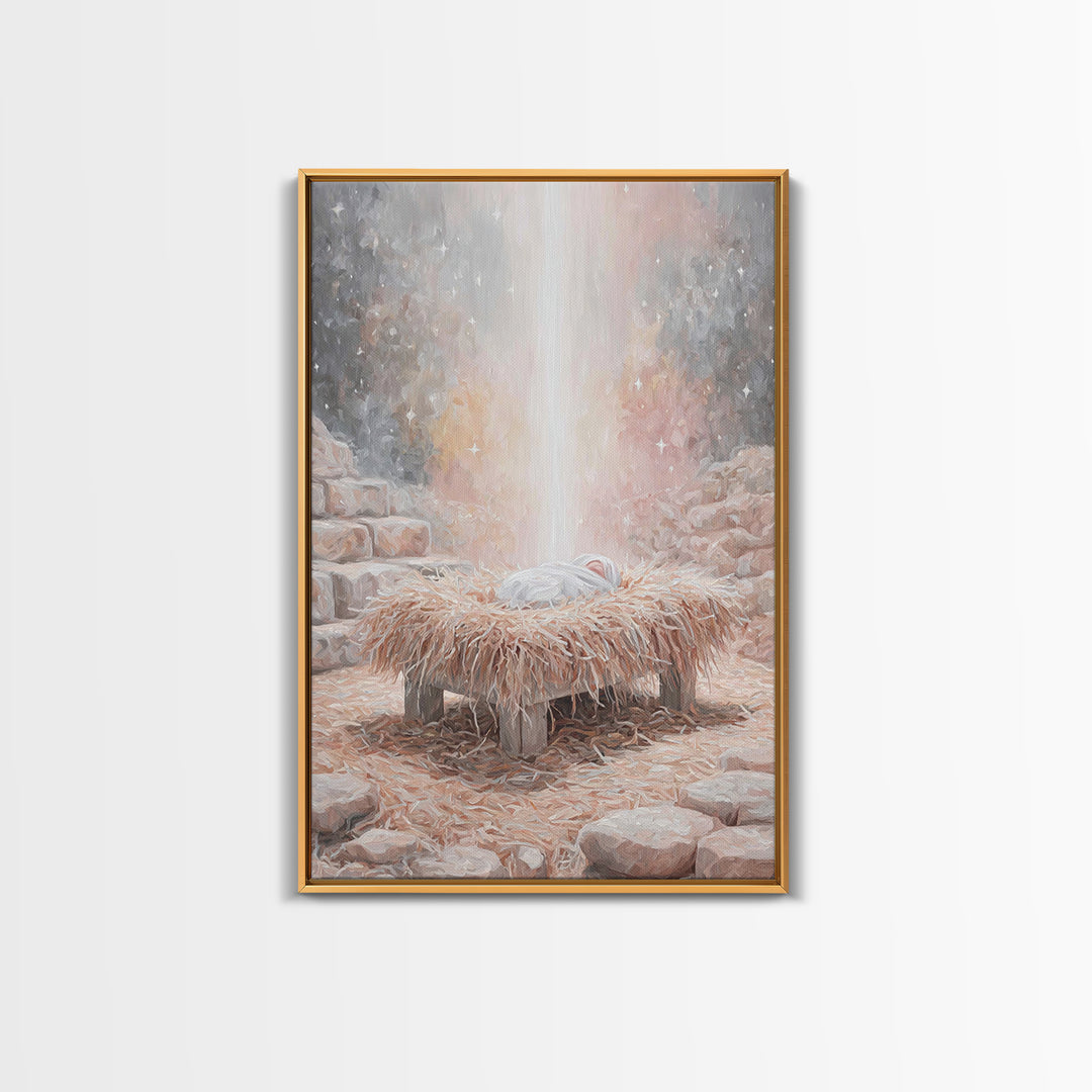 Sacred Night Hush – Framed Canvas Print – Jesus Art – Christian Decor – Christian Art Canvas – Christian Wall Art – Christmas Art