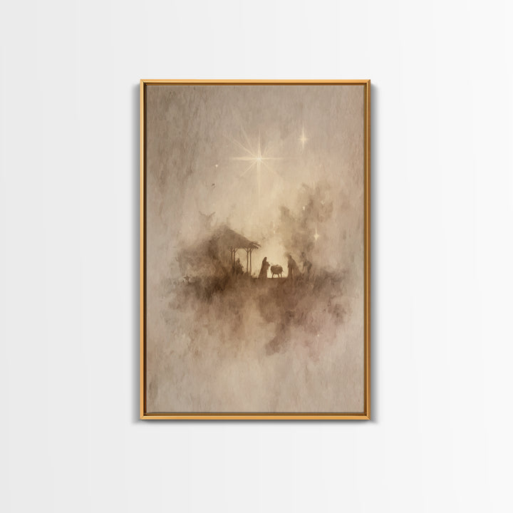 Adoration Starrise – Framed Canvas Print – Christmas Art – Christian Art Canvas – Christian Decor – Jesus Art – Christian Wall Art