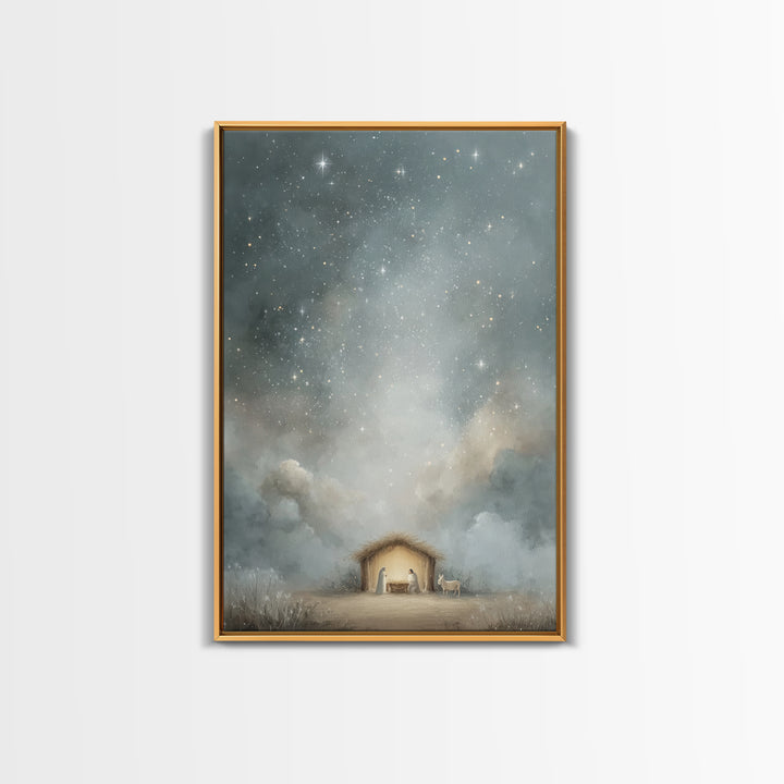 Silent Holy Sky – Framed Canvas Print – Jesus Art – Christian Wall Art – Christian Decor – Christian Art Canvas – Christmas Art