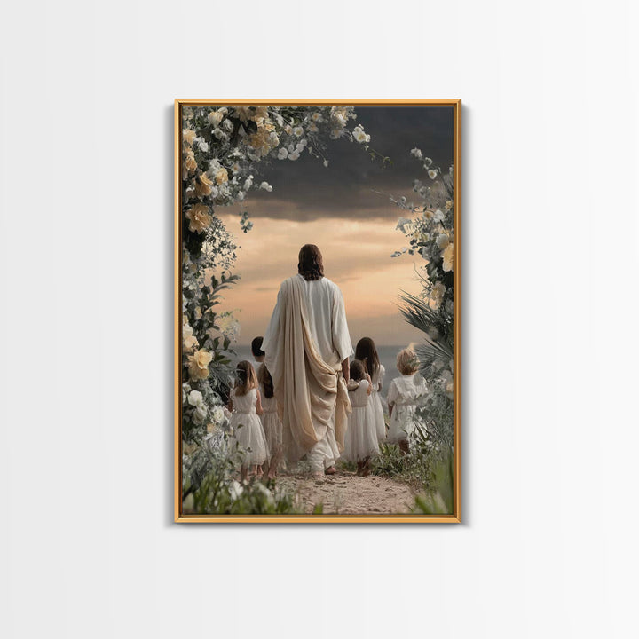 Heaven’s Gentle Walk – Framed Canvas Print – Jesus Painting – Christian Wall Art – Christian Art Canvas – Christian Decor – Christian Art
