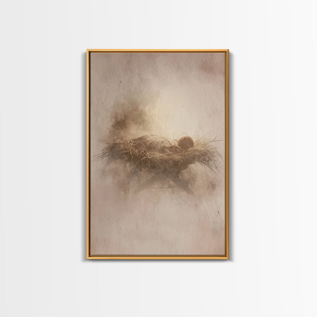 Manger Of Glory – Framed Canvas Print – Christian Christmas Art – Christian Art Canvas – Christian Wall Art – Jesus Painting – Christmas Ar