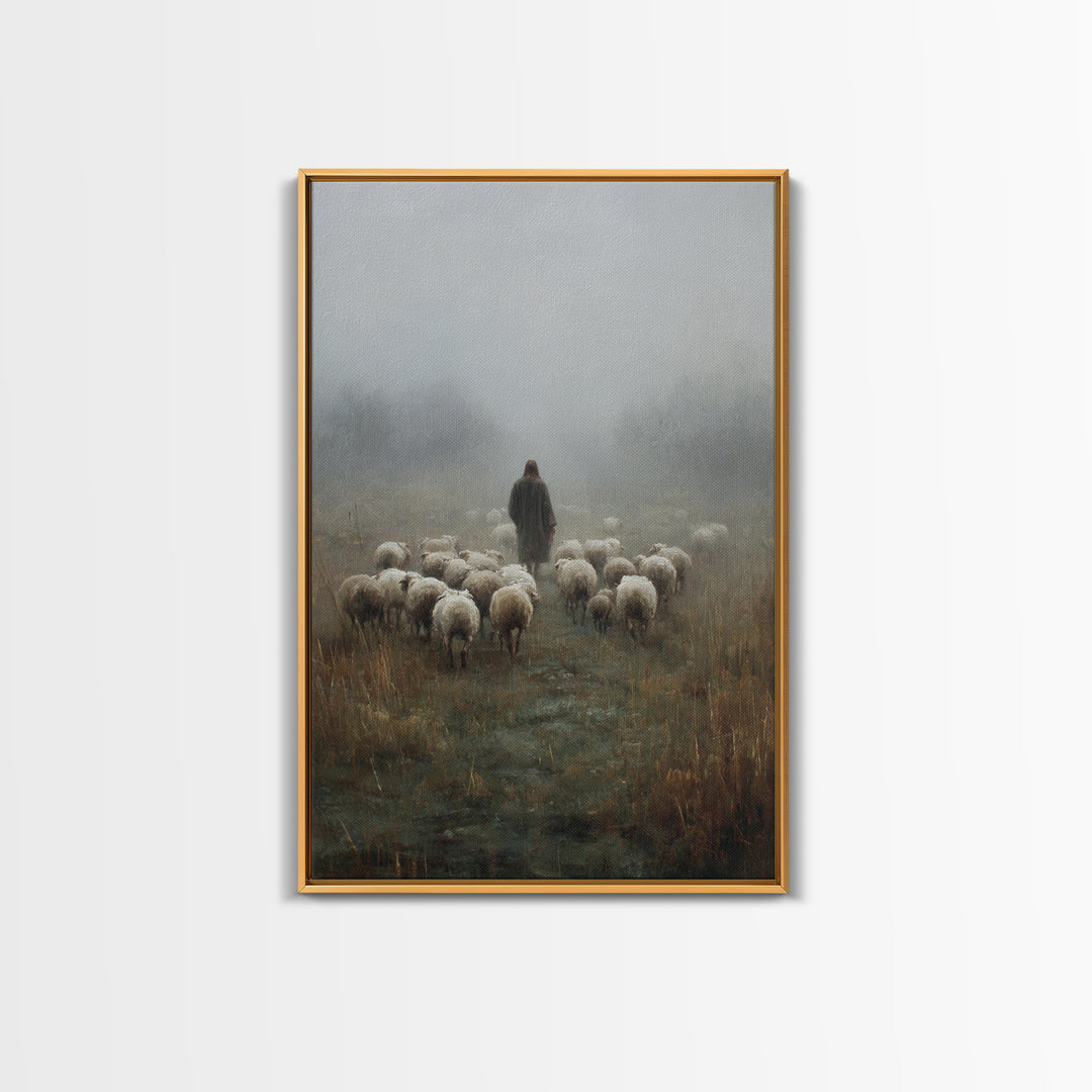The Shepherd’s Road – Framed Canvas Print – Christian Art Canvas – Christian Wall Art – Jesus Painting – Moody Christian Art – Christian Gi