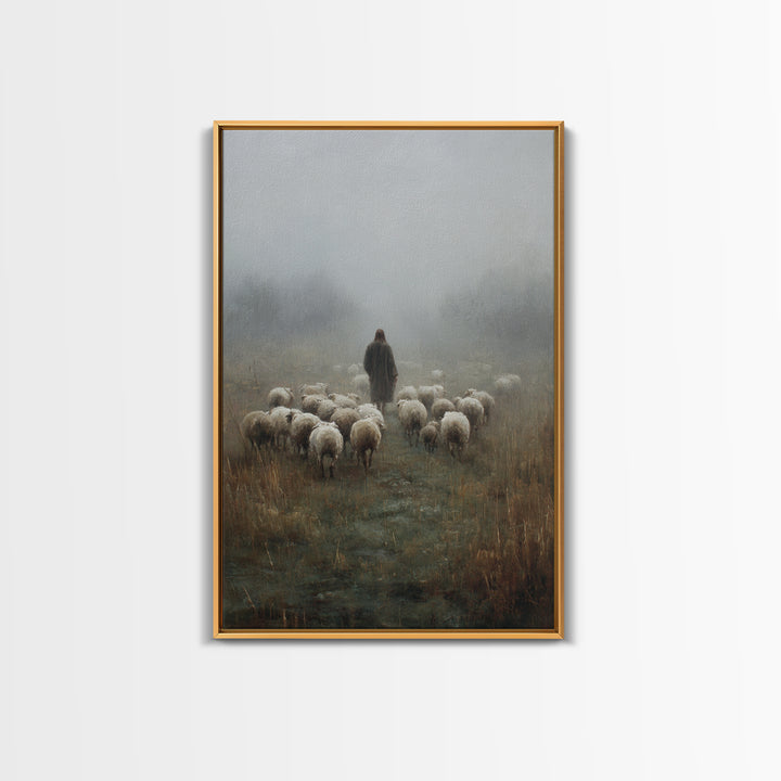 The Shepherd’s Road – Framed Canvas Print – Christian Art Canvas – Christian Wall Art – Jesus Painting – Moody Christian Art – Christian Gi