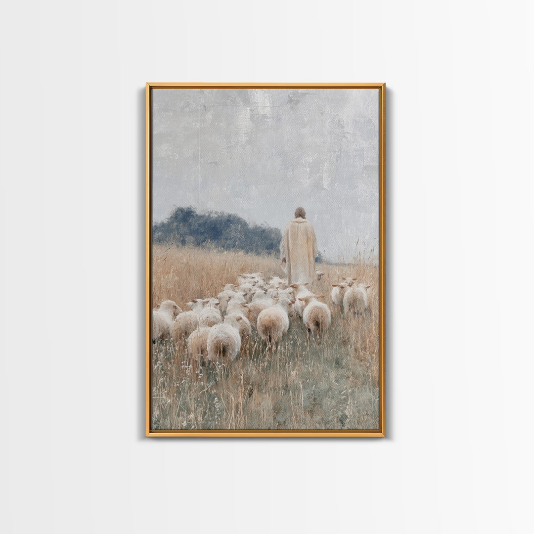 Shepherds Of Grace – Framed Canvas Print – Christian Wall Art – Modern Christian Painting – Jesus Art Print – Christian Decorations – Chris