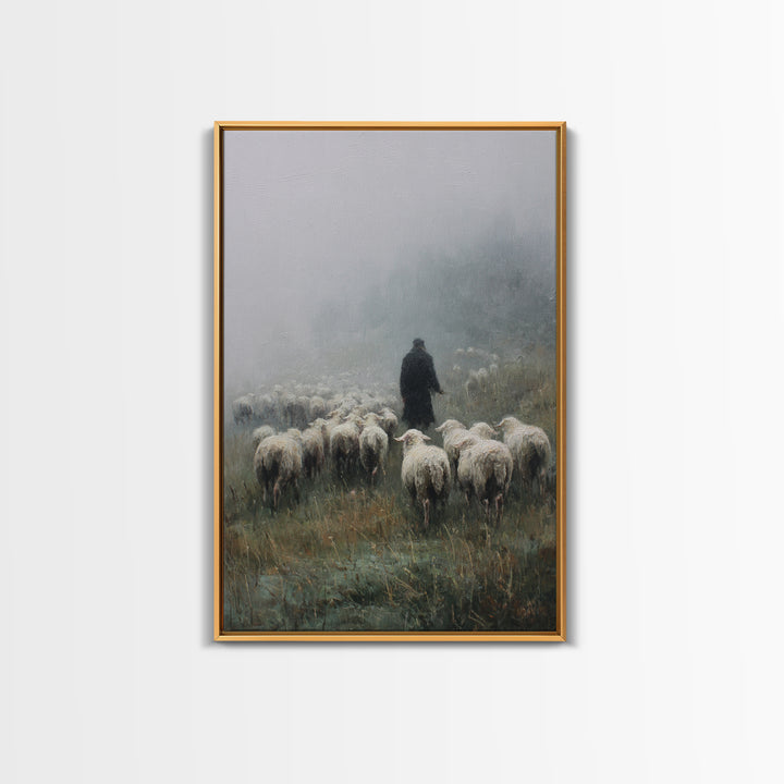 Still Pasture Calm, Framed Canvas Print, Christian Art Work, Large Christian Art, Jesus Painting, Christian Art Canvas, Christian Gift Idea