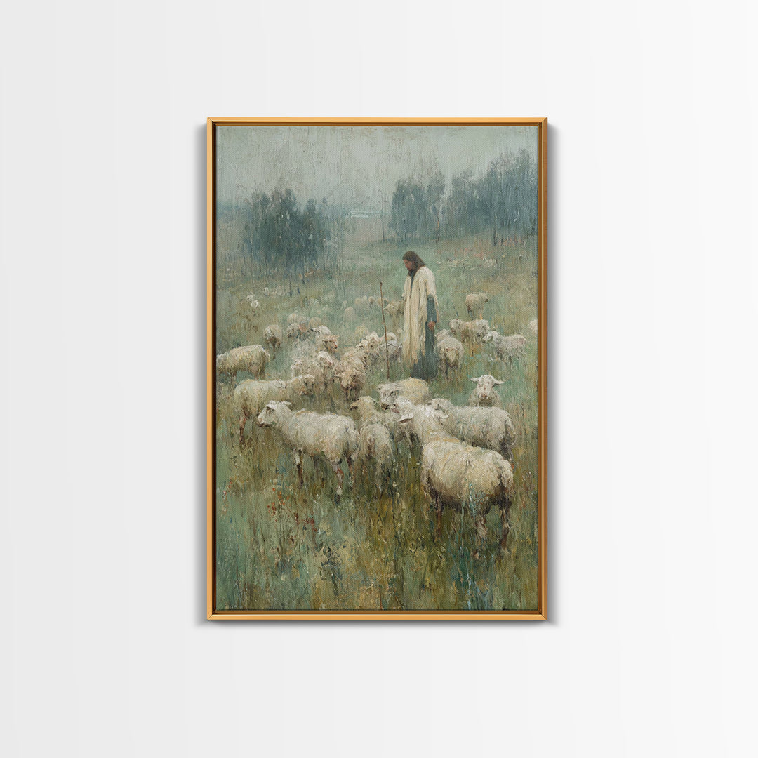 Quiet Shepherd Path | Framed Canvas Print | Christian Wall Art | Christian Christmas Art | Jesus Canvas Art | Christian Art Canvas | Vintag