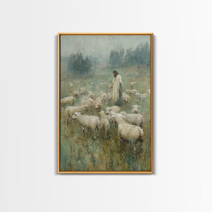 Quiet Shepherd Path | Framed Canvas Print | Christian Wall Art | Christian Christmas Art | Jesus Canvas Art | Christian Art Canvas | Vintag
