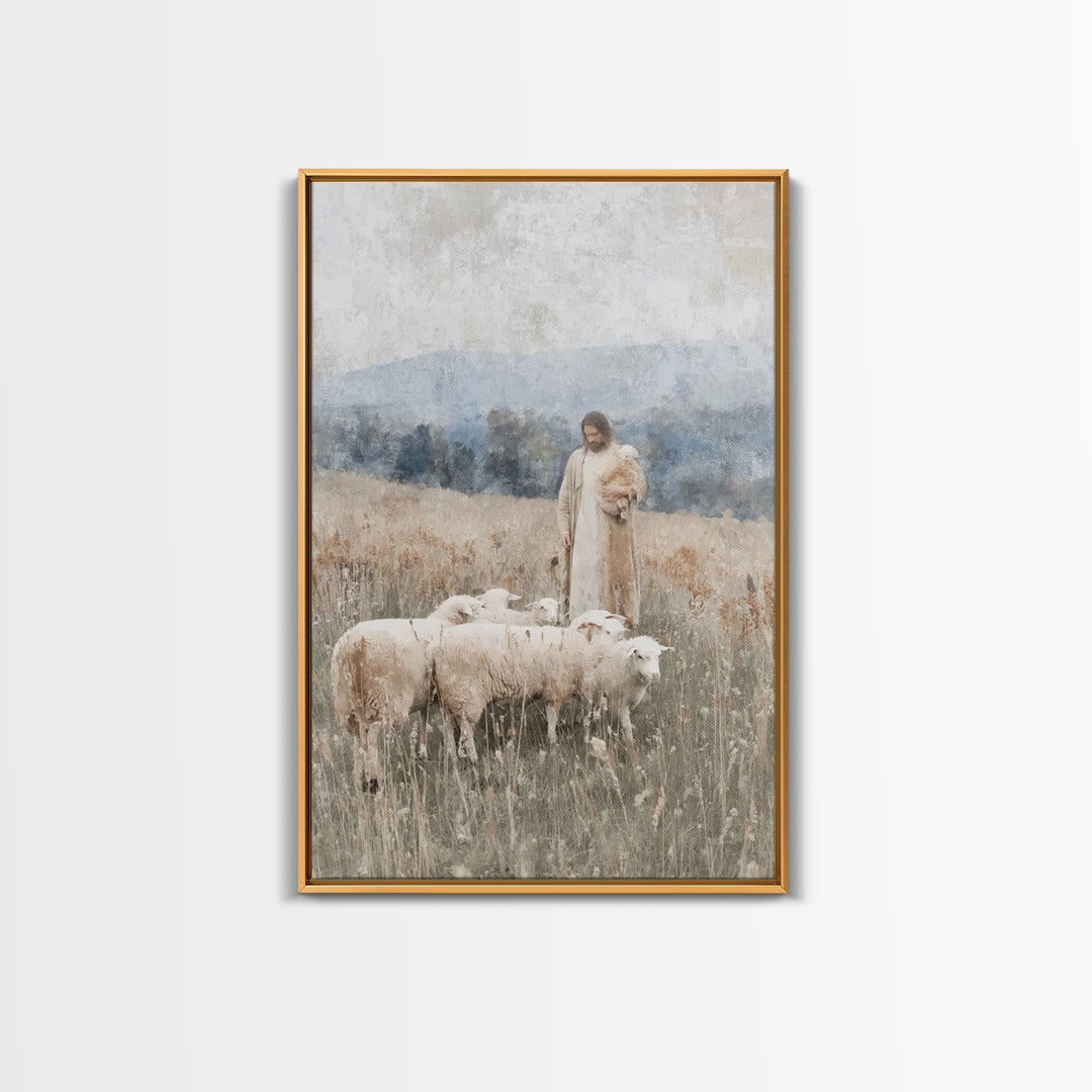 Shepherds Of Peace – Framed Canvas Print – Christian Wall Art – Jesus Painting – Christian Decor – Pastoral Scenery – Christian Art Canvas