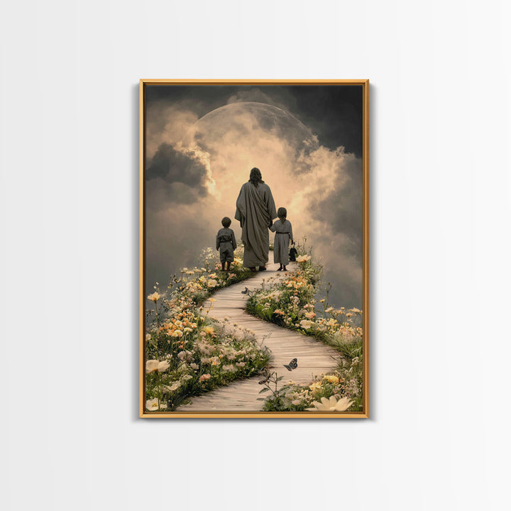 Pathway Of Light | Framed Canvas Print | Christian Wall Art | Jesus Painting | Christian Christmas Art | Christian Art Canvas | Christian D