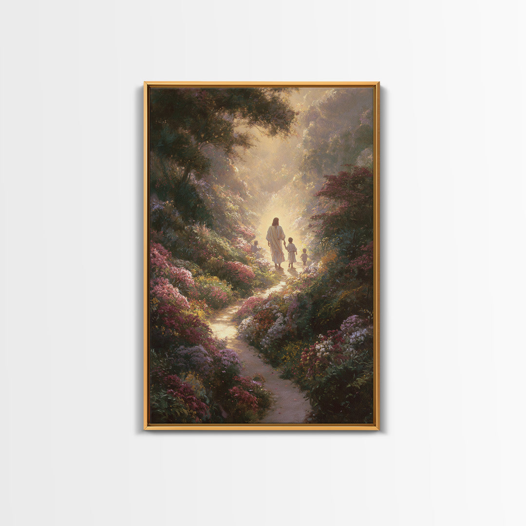Footsteps Of Heaven | Framed Canvas Print | Christian Christmas Art | Jesus Painting | Christian Wall Art | Christian Art Canvas | Christma