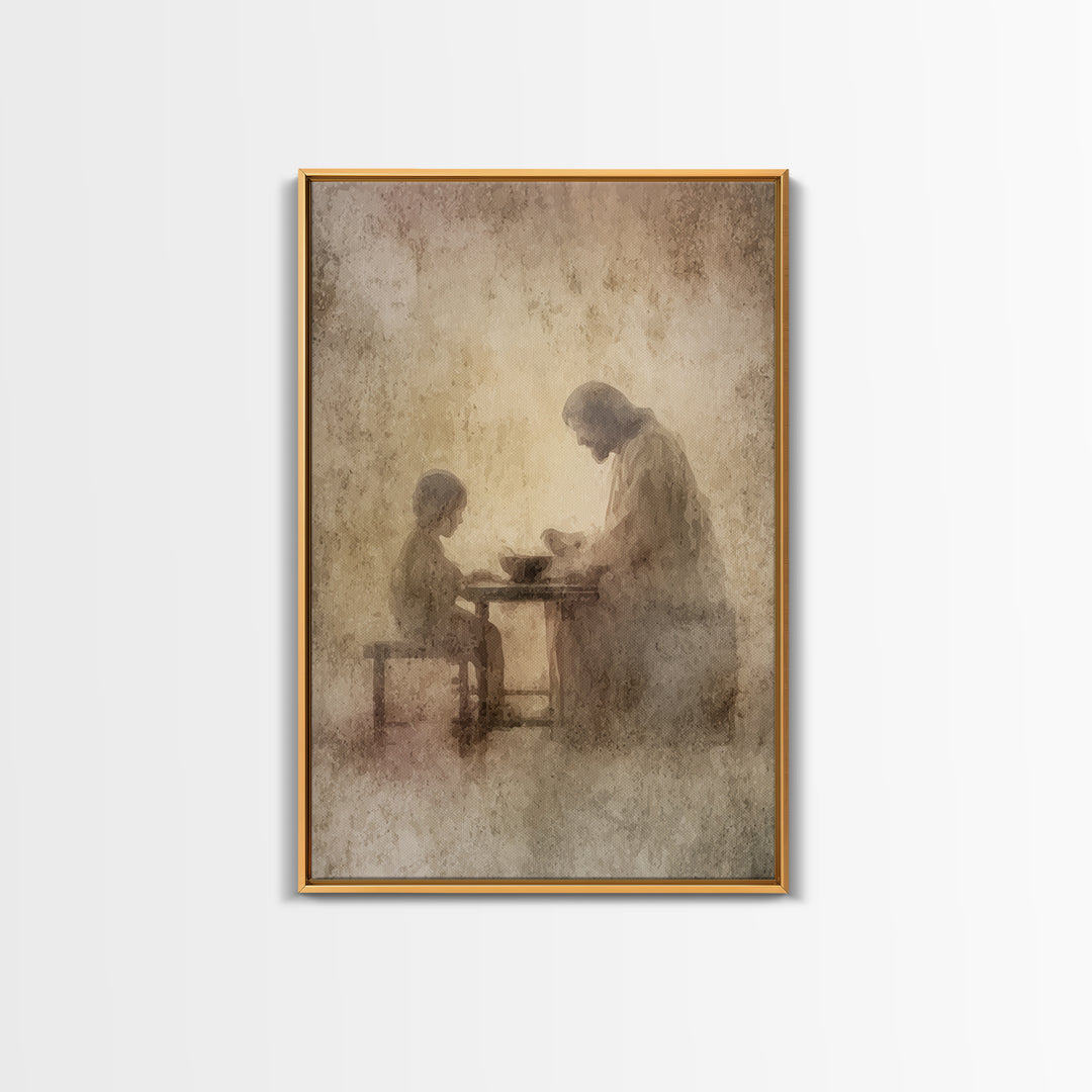 Quiet Communion – Framed Canvas Print – Christian Wall Art – Christian Art Canvas – Jesus Painting – Minimalist Christian Art – Christian D