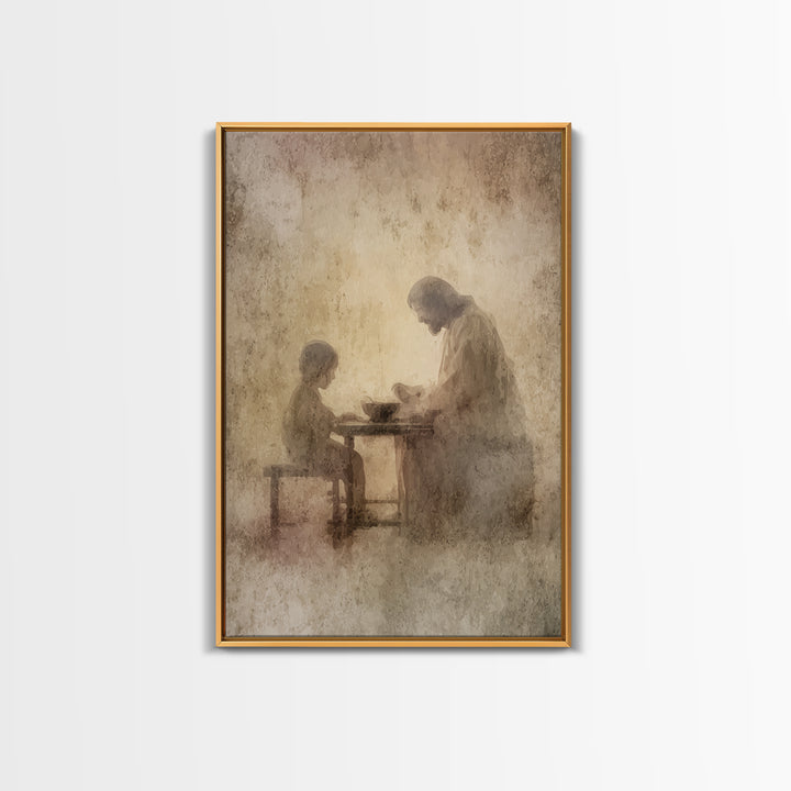 Quiet Communion – Framed Canvas Print – Christian Wall Art – Christian Art Canvas – Jesus Painting – Minimalist Christian Art – Christian D