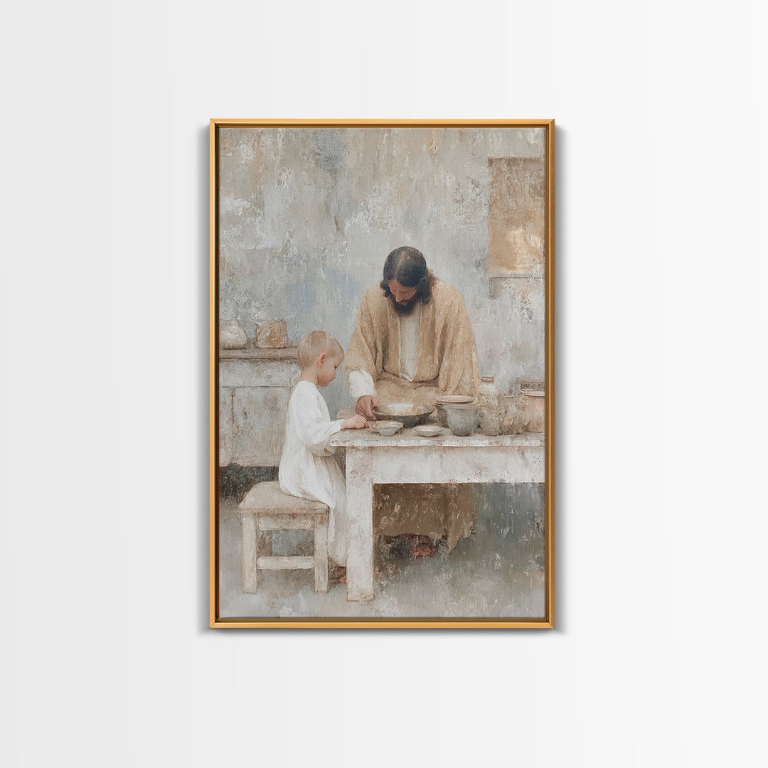 Humble Teaching – Framed Canvas Print – Christian Wall Art – Christian Art Canvas – Jesus Painting – Vintage Christian Art – Christian Home