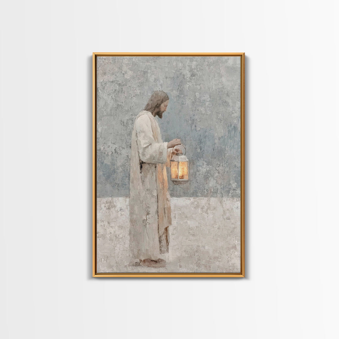 Soft Dawn Light – Framed Canvas Print – Christian Wall Art – Christian Art Canvas – Jesus Painting – Minimalist Christian Art – Christian D