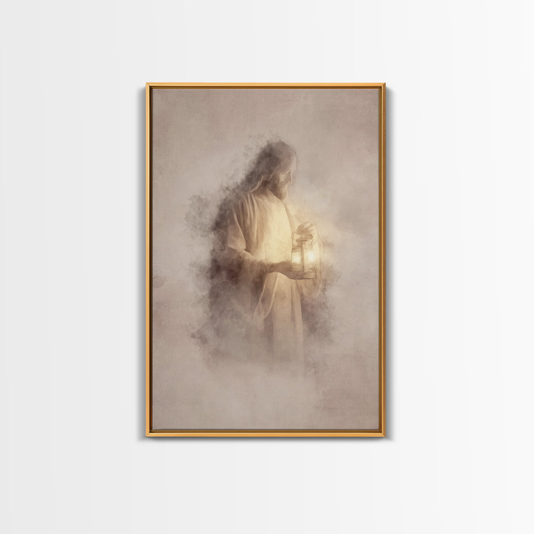 Heavenly Glow – Framed Canvas Print – Christian Wall Art – Jesus Painting – Christian Art Canvas – Subtle Christian Art – Christian Home De