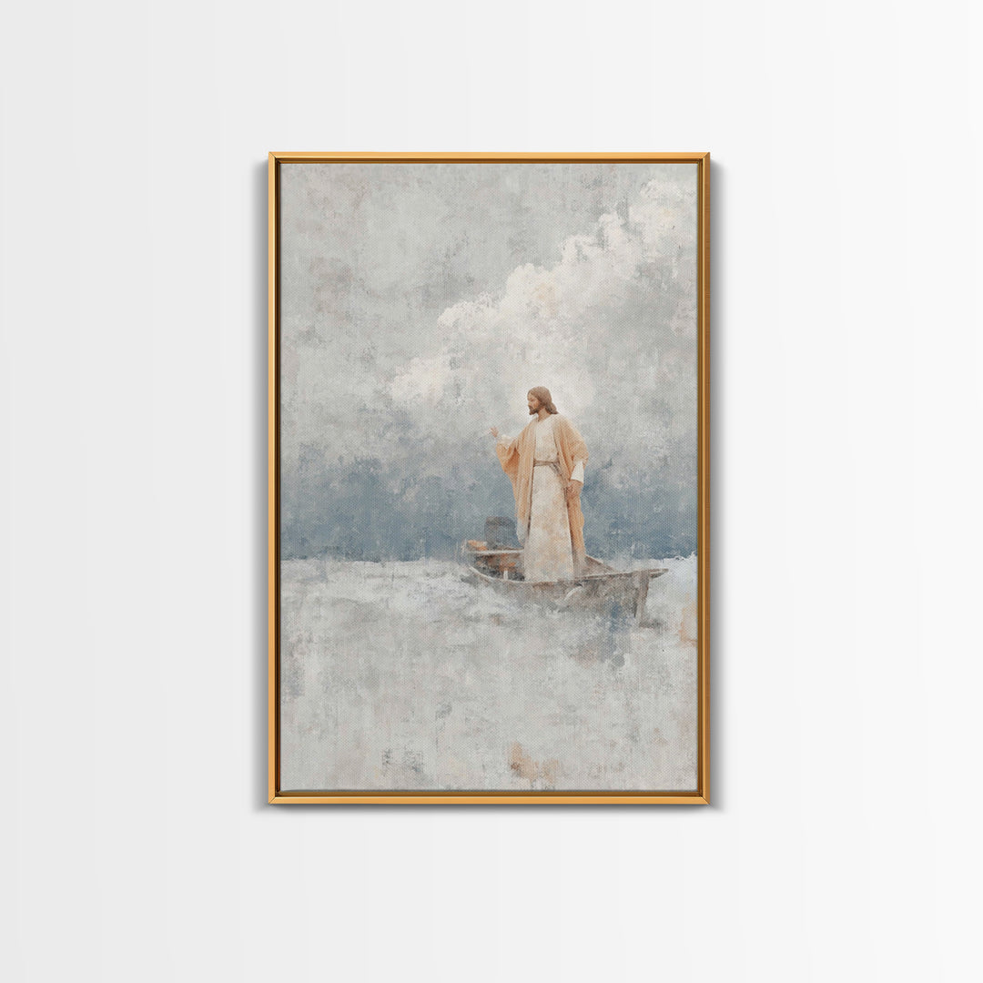 Master Of Seas – Framed Canvas Print – Christian Wall Art – Christian Art Canvas – Jesus Painting – Large Christian Art – Christian Decorat