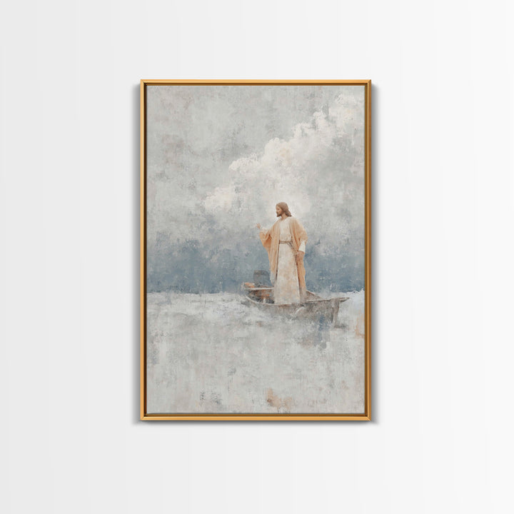 Master Of Seas – Framed Canvas Print – Christian Wall Art – Christian Art Canvas – Jesus Painting – Large Christian Art – Christian Decorat