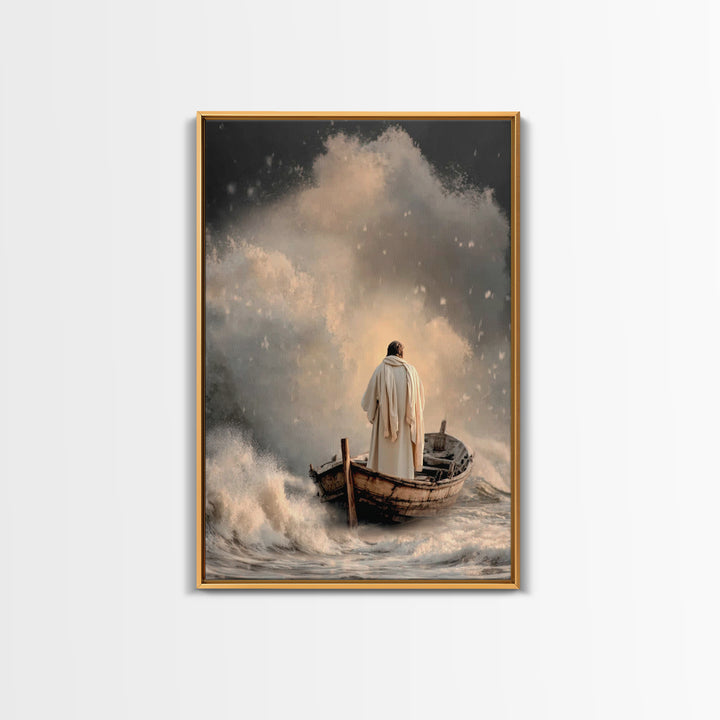 Stormfront Messiah – Framed Canvas Print – Christian Wall Art – Jesus Painting – Modern Christian Art – Christian Decor – Christmas Art