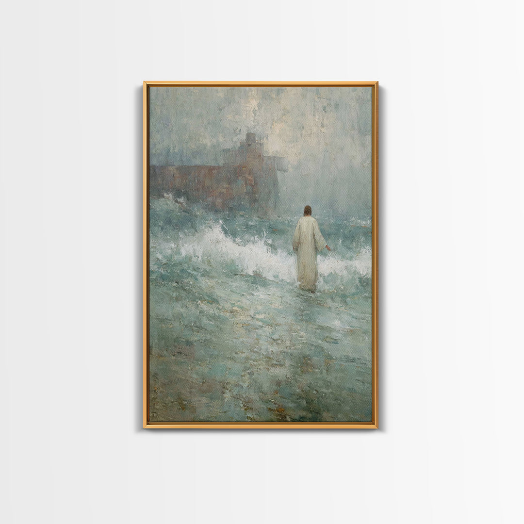 Heavenly Calm, Framed Canvas Print, Christian Decorations, Jesus Painting Canvas, Moody Christian Art, Large Christian Art, Christmas Art F