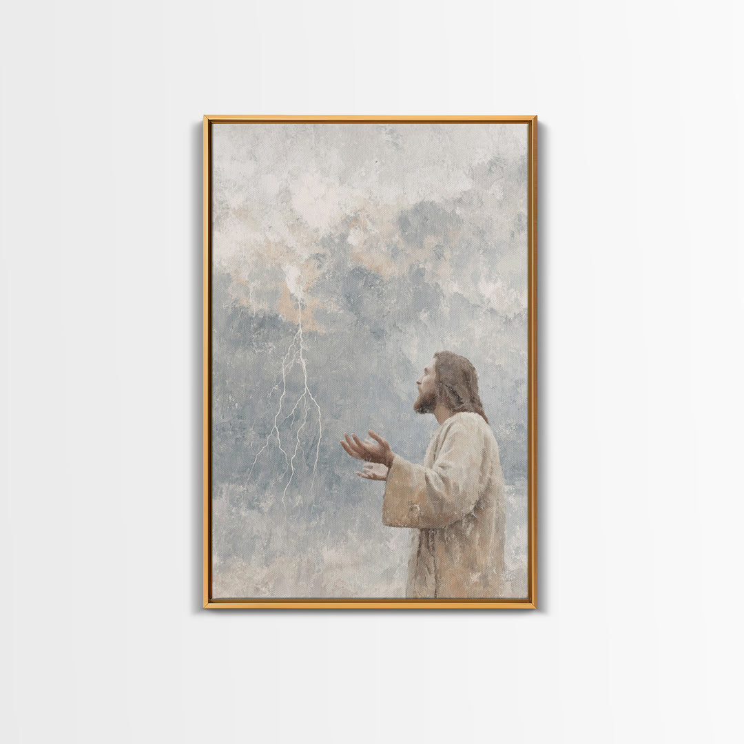 Stormward Prayer – Framed Canvas Print – Christian Decor – Jesus Painting Canvas – Christian Art Work – Modern Christian Art – Christmas Ar