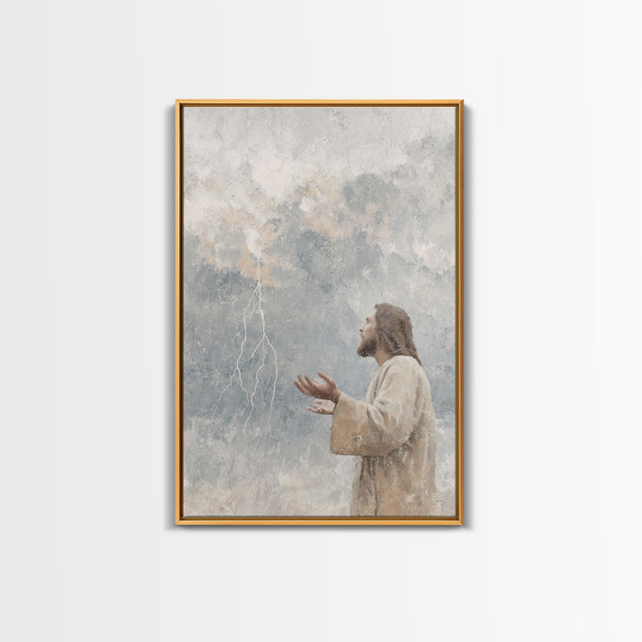 Stormward Prayer – Framed Canvas Print – Christian Decor – Jesus Painting Canvas – Christian Art Work – Modern Christian Art – Christmas Ar